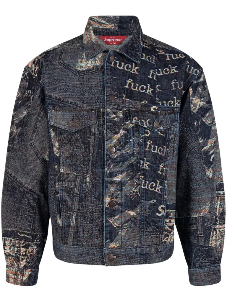 Supreme Archive denim jacquard trucker jacket插图